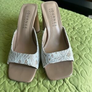 New without tags white lace design heels